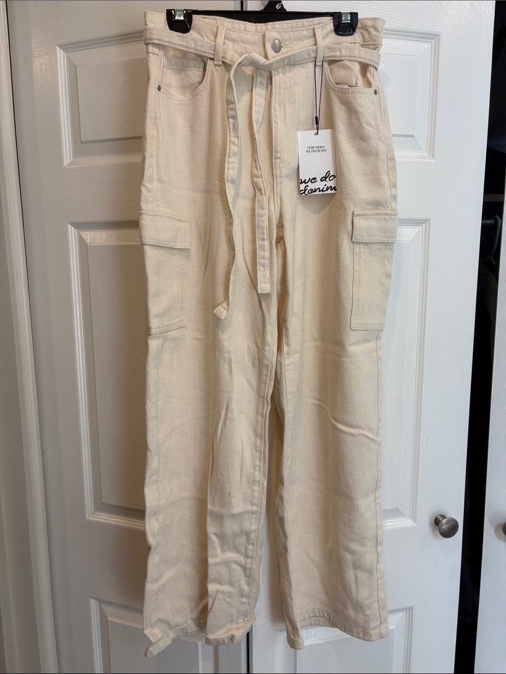 Vero Moda Cream Cargo Pants with Flap Pockets